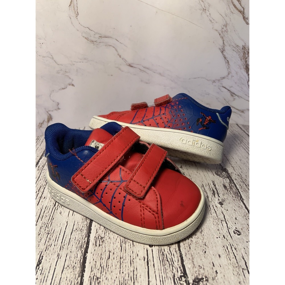Adidas Advantage Spiderman‎ Toddler Shoes Sneakers Marvel Size 4 Red Black